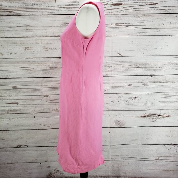 Positive Attitude Pink Linen Blend Sheath Dress Ruffle Trim Jacket Set Size 6 - Picture 5 of 12